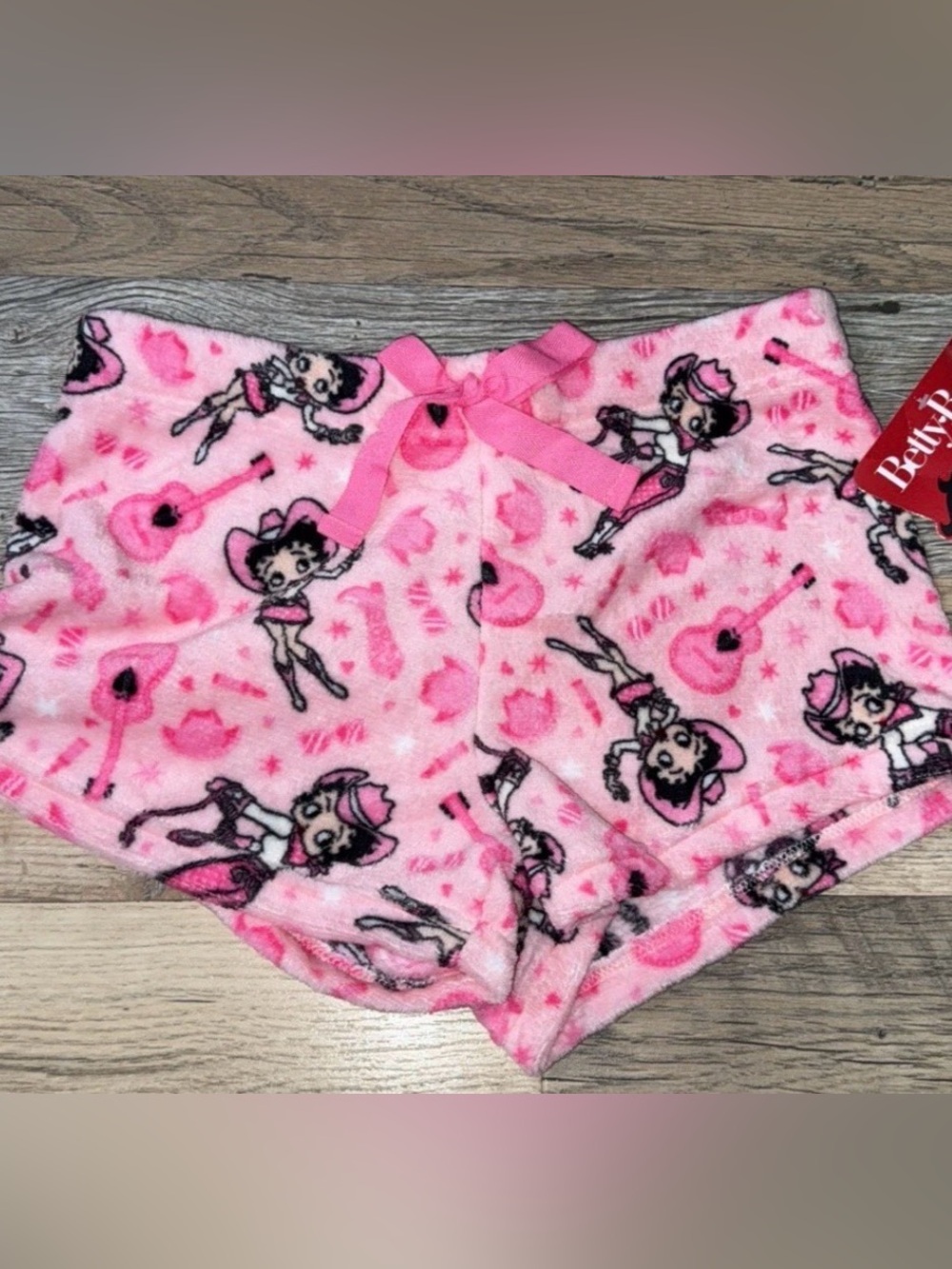 Betty Boop Pink Fleece Sleep Shorts with Cartoon Print